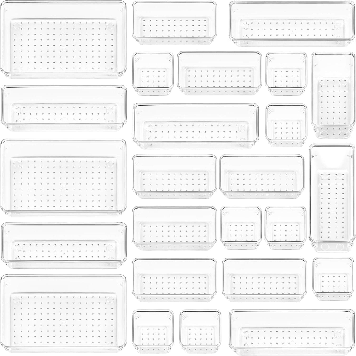 Vtopmart 25 PCS Clear Plastic Drawer Organizers Set