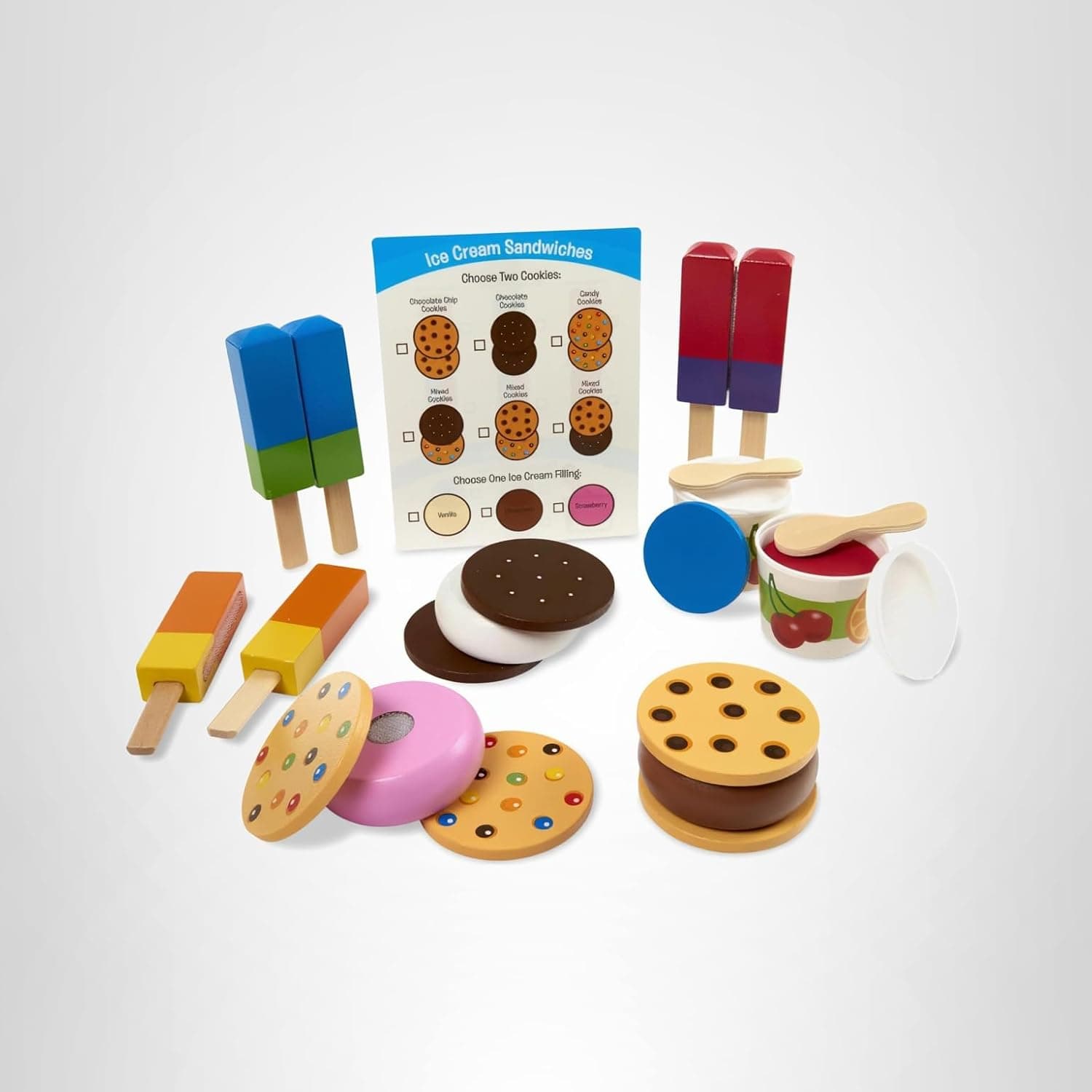 Melissa & Doug Wooden Frozen Treats Ice Cream Play Set - 24 Pieces