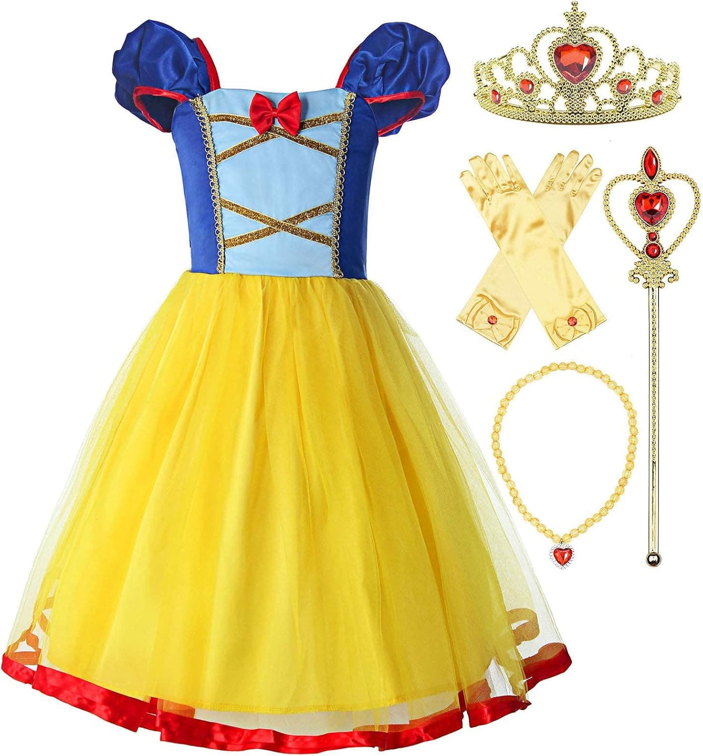 ReliBeauty Girls Princess Dress Up Costume with Elastic Bodice