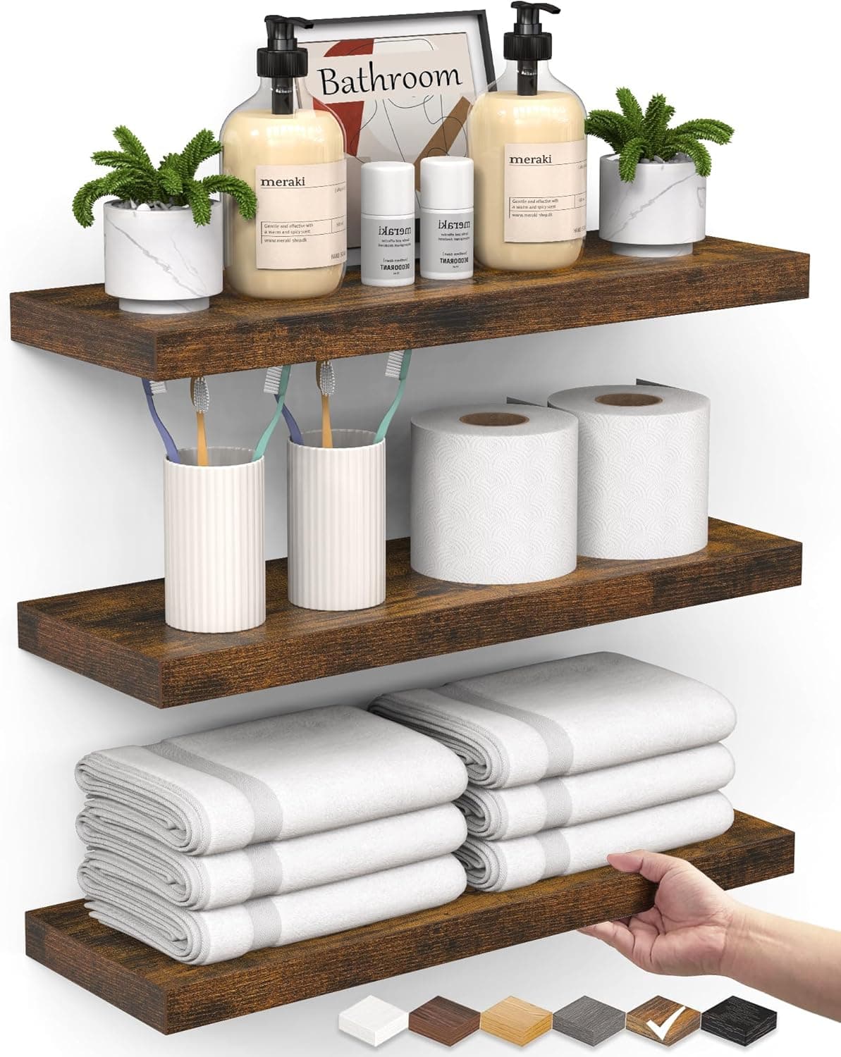 BAYKA Floating Shelves Bathroom for Wall - Set of 3